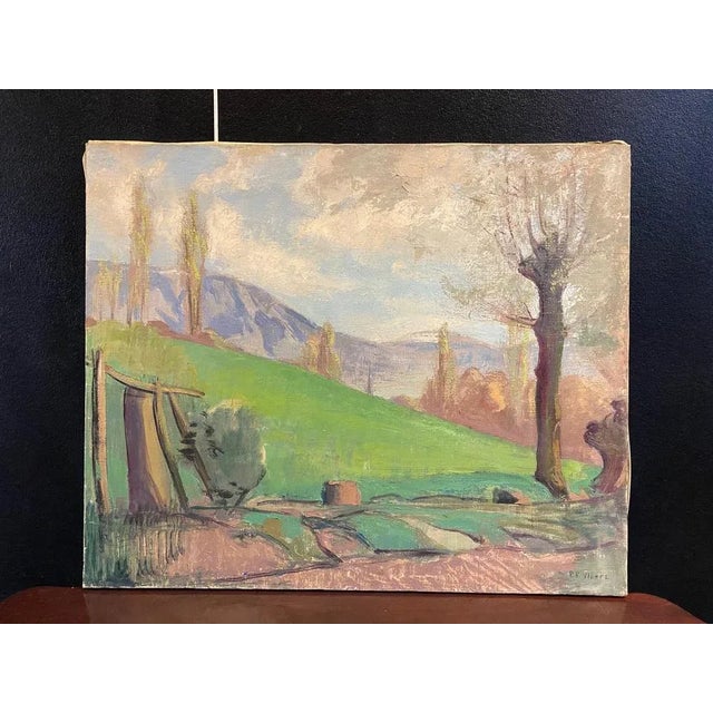 Pierre-Eugène Vibert, Landscape, 1905, Oil on Canvas For Sale - Image 4 of 8