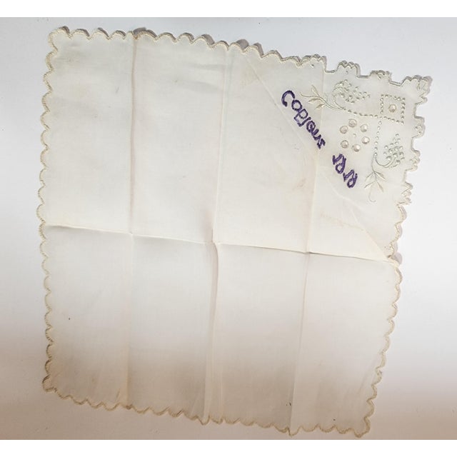 Set of 3 French Antique Handkerchiefs From Ww1 For Sale In Seattle - Image 6 of 16
