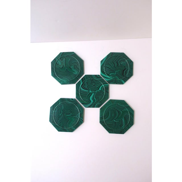 Plastic Malachite Coasters Resin, Circa Late-20th Century For Sale - Image 7 of 8