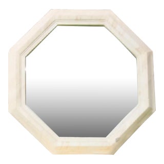 Vintage Huge Plaster Stone Like Octagonal Post Modern Organic Wall Mirror For Sale