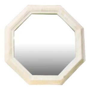 Vintage Huge Plaster Stone Like Octagonal Post Modern Organic Wall Mirror