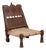 Antique Indian Rustic Low Seat Wooden Chair with Carved Rosettes and Twine Seat For Sale