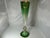 Antique Moser Green to Clear Trumpet Vase: Bohemian Gold Gilt Decor (18.5") For Sale - Image 6 of 10