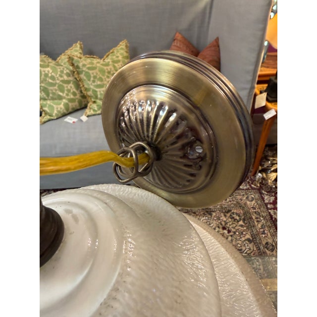 Late 19th Century 19th C French Textured Milk Glass Post Street Lamps/ Lanterns Restored a Pair For Sale - Image 5 of 11