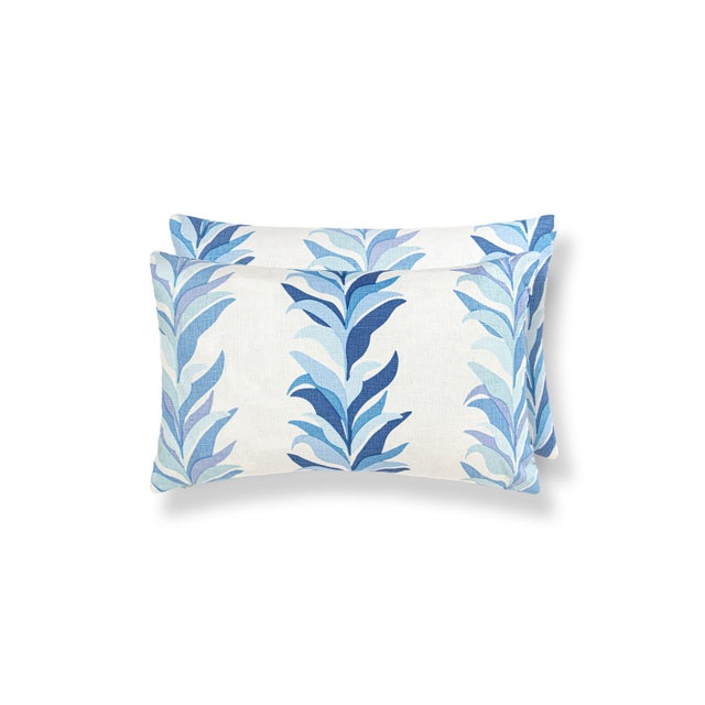Contemporary The House Of Scalamandré Chira Island Lumbar Pillow In Blue Marine For Sale - Image 3 of 3
