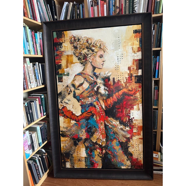 Céline Brossard Original Mixed-Media Painting – “Coiffe Galante” – 60” × 36” For Sale