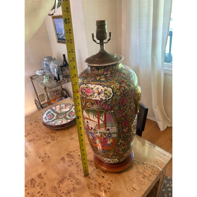 Antique 19th Century Chinese Rose Medallion Vase Lamp For Sale - Image 12 of 12