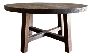Custom Made Reclaimed Elm Wood Round Dining Table 60"
