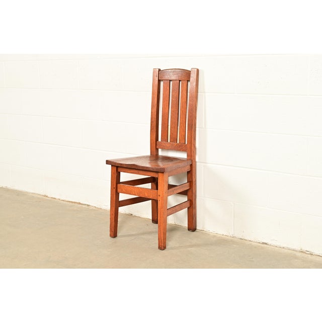 Stickley Brothers Stickley Brothers Antique Mission Oak Arts & Crafts Side Chair or Desk Chair, Circa 1910 For Sale - Image 4 of 14