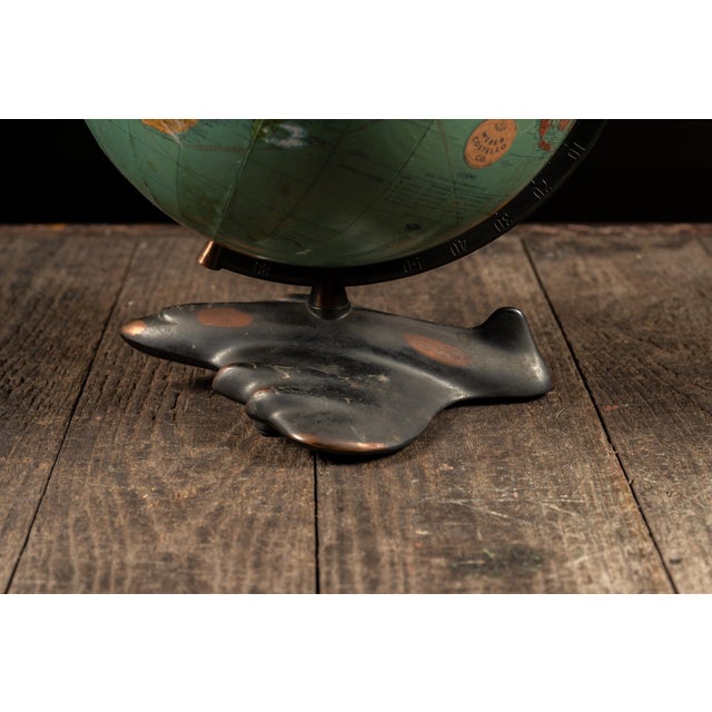 Vintage "Peerless 12" Globe on Figural Japanned Copper Aviation Base by Weber Costello For Sale - Image 11 of 11