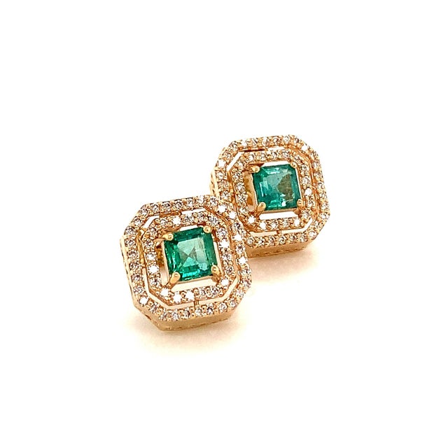 Natural Finely Faceted Quality Emerald Diamond Earrings 14k Gold 1.52 TCW Certified $6,950 111888 This is a Unique Custom...