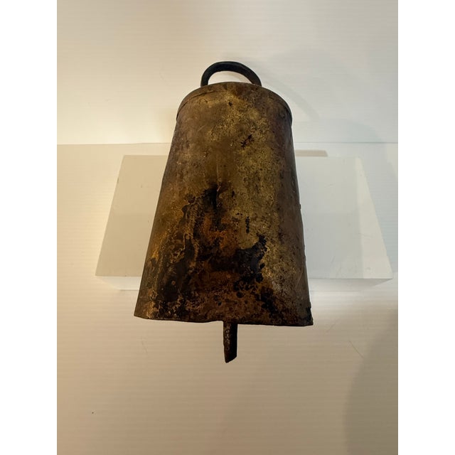 Antique Hand-Forged Iron Cow Bell, Primitive Rustic Farmhouse Decor 7.5” Tall For Sale - Image 10 of 11