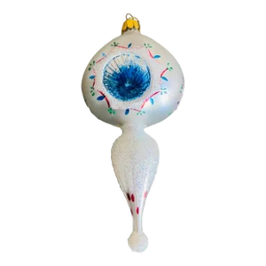 Vintage European Glass Christmas Ornament Triple Indented