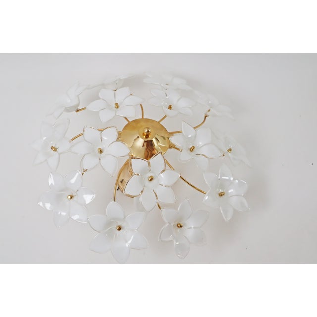 Austrian White Murano Flowered Glass Hanging Lamp, 1990s For Sale - Image 10 of 18