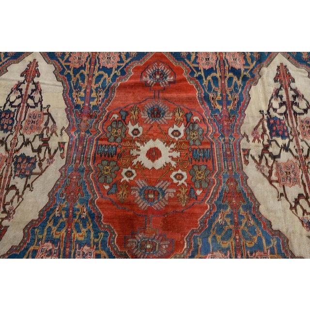 Late 19th Century Authentic 19th Century Persian Senneh Red Handmade Wool Carpet For Sale - Image 5 of 9