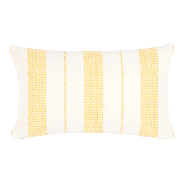 Schumacher Lubeck Stripe 20" Lumbar Pillow in Yellow For Sale