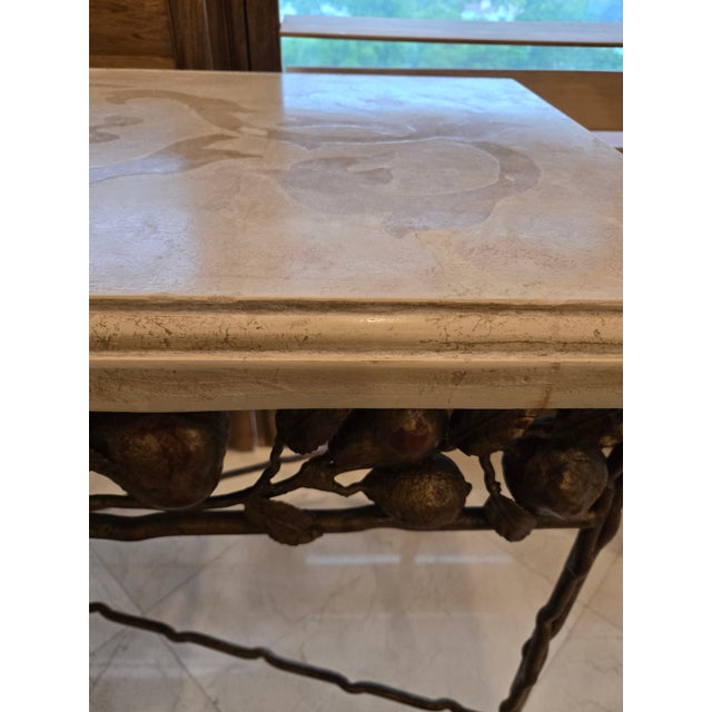 Metal Late 20th Century Stunning Wrought Iron Console Table of Fruits and Twisted Branch Feet For Sale - Image 7 of 15