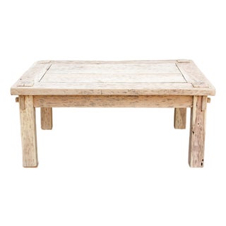 Bleached Teak Coastal Rustic Coffee Table For Sale