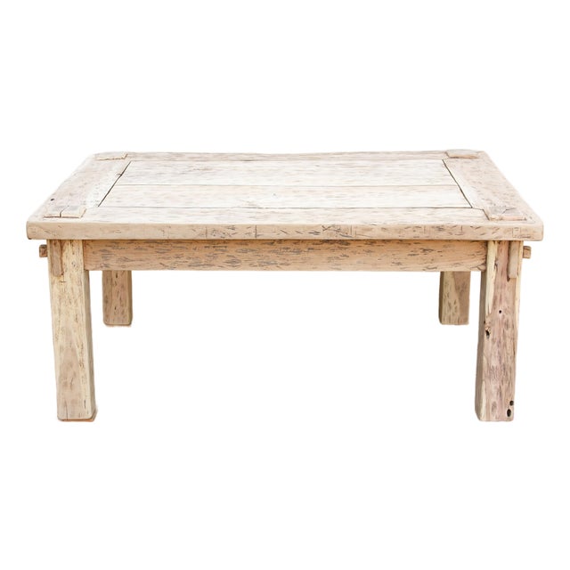 Bleached Teak Coastal Rustic Coffee Table For Sale