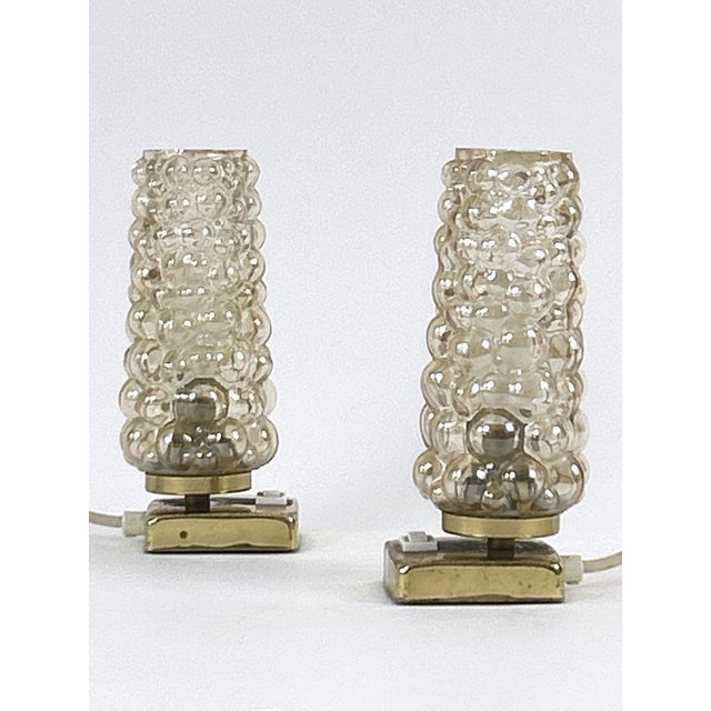 Brass & Bubble Glass Bedside Table Lamps from Teka, Germany, 1950s, Set of 2 For Sale - Image 15 of 18