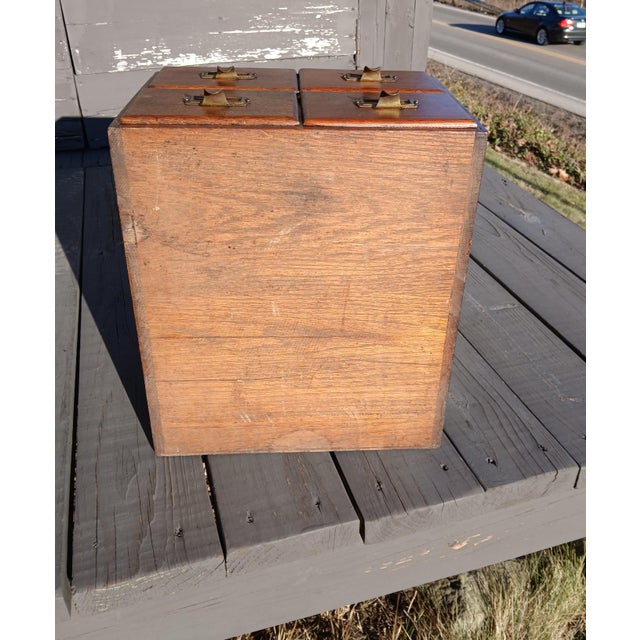 Antique 1920s Quarter Sawn Oak 4-Drawer Desktop File Cabinet For Sale - Image 17 of 17