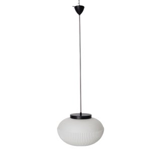 Mid-Century Opaline and Chrome Pendant by Karel Volf, 1970s For Sale