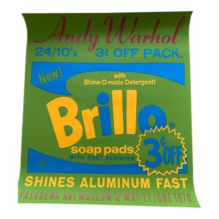 1970 Original Andy Warhol Pasadena Museum "Brillo Soap Pads'' Vintage Exhibition Screenprint Poster With Copyright For Sale