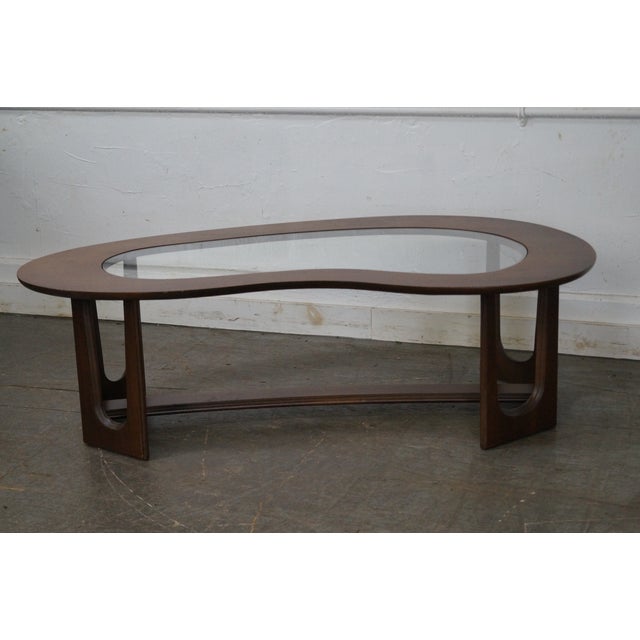 Mid-Century Boomerang Walnut & Glass Top Coffee Table ...