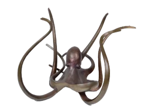 1970s Art Deco Style Solid Bronze Octopus Glass Coffee Table