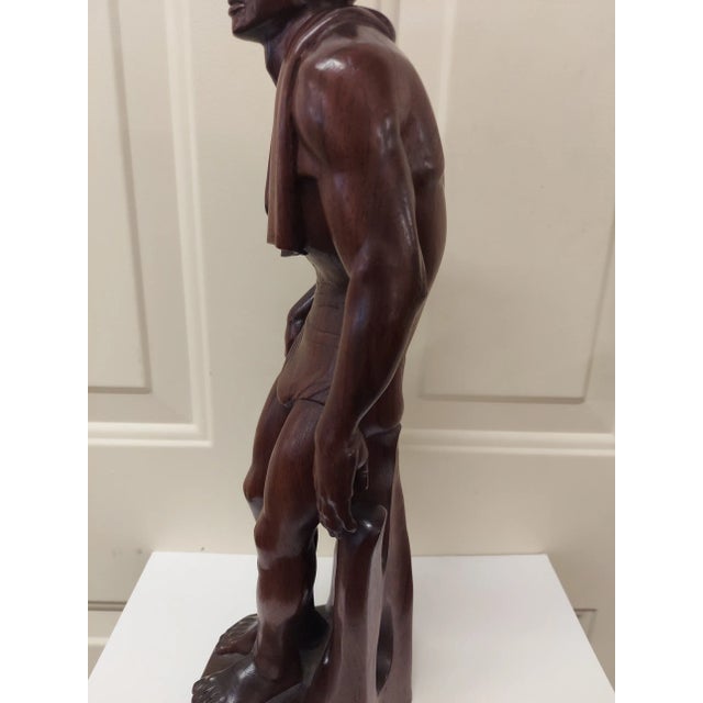 Buster Crabbe Vintage Hand Carved Rosewood Sculpture For Sale - Image 12 of 12