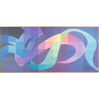 Vintage American School Abstract Geometric Original Signed Painting, 1982, Framed For Sale