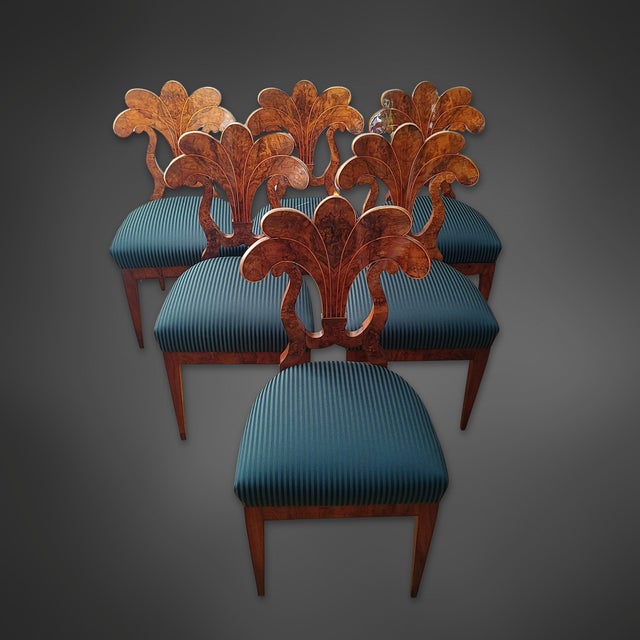 Antique Viennese Fan Chairs in Walnut Veneer with Lemon Band Inlays, Austria, 1830, Set of 6 For Sale - Image 13 of 13