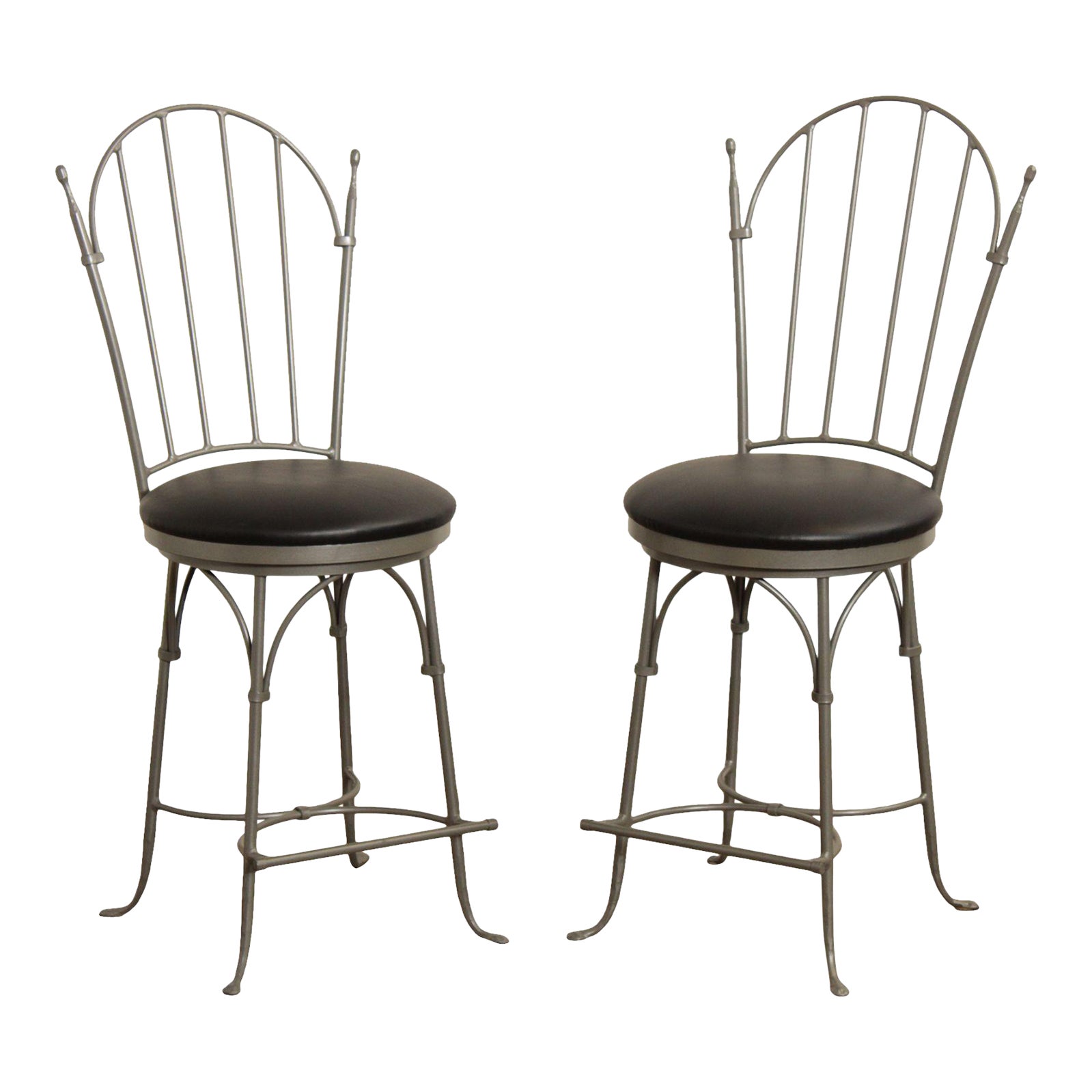 Early 21st Century Charleston Wrought Iron Swivel Counter Bar Stools A Pair Chairish