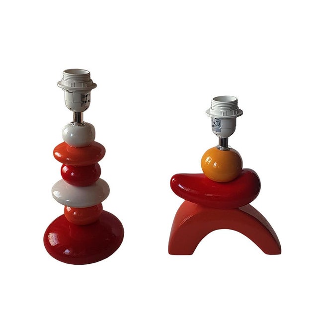 Mid-Century Modern Mid-Century Modern French Ceramic Table Lamps, Set of 2 For Sale - Image 3 of 6