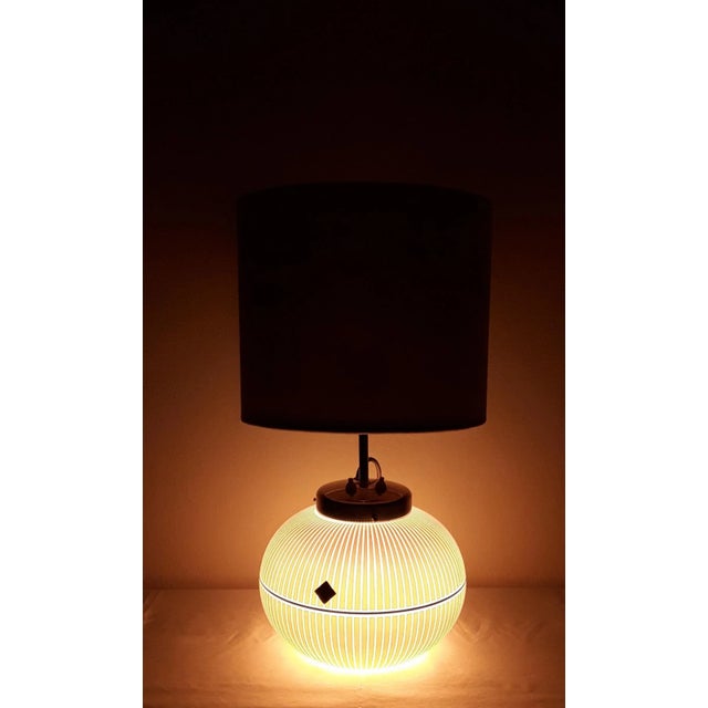 Beige Mid-Century Table Lamp with Glass Base, 1950s For Sale - Image 8 of 12
