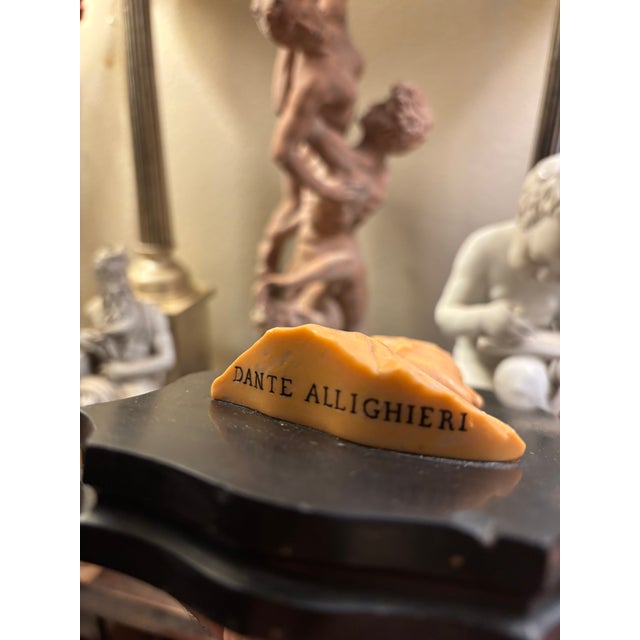 Early 19th Century Italian Grand Tour Relief Siena Marble Carved Profile Plaque of Dante Alighieri Paperweight For Sale - Image 12 of 13
