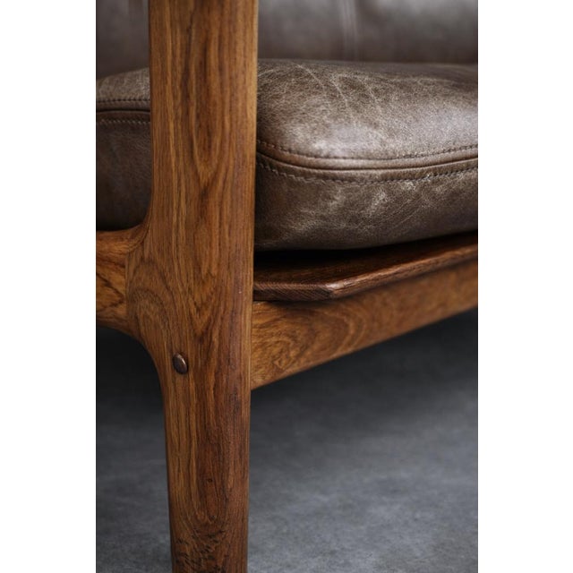 Brown Mid-Century Modern Danish Three-Seater Sofa in Brown Leather by Georg Thams for A/S Vejen Polstermöbelfabrik, 1960s For Sale - Image 8 of 18