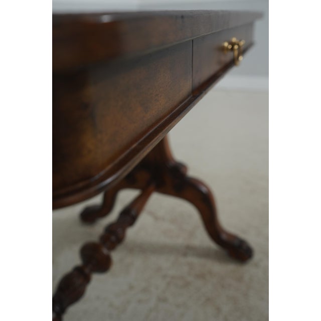 Wood Leather Wrapped Inlaid Mahogany Games Table For Sale - Image 7 of 18