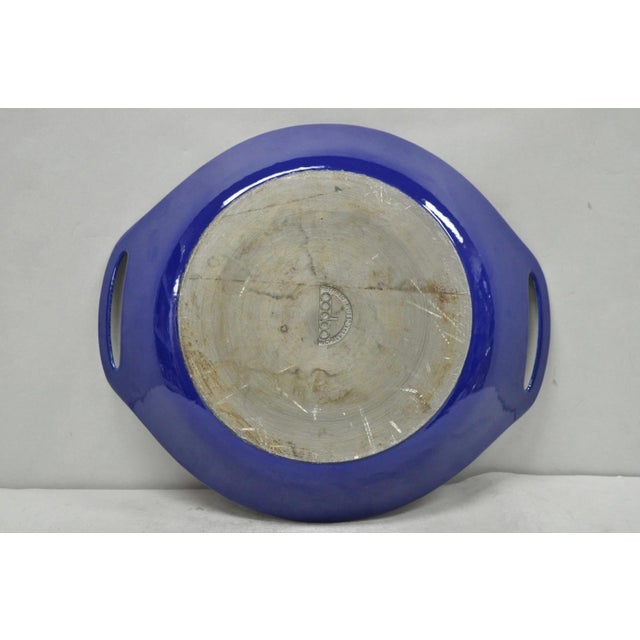 Vintage Michael Lax Copco Denmark Modern Blue Enamel Cast Iron Paella Dish Pan For Sale - Image 13 of 15