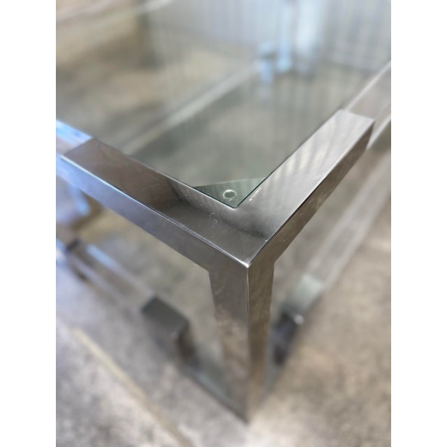 Modern Horchow Shanna Acrylic Glass Top Chrome Modern Coffee Table For Sale - Image 3 of 12