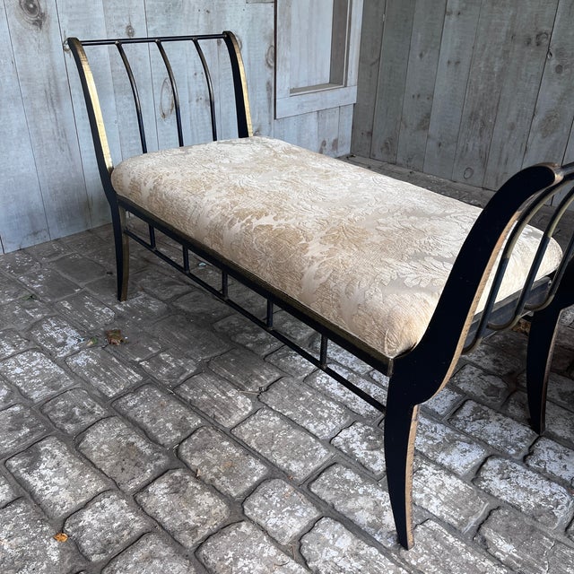 1990s Swaim Attributed Regency Style Heavy Iron Upholstered Window Bench For Sale In Boston - Image 6 of 13