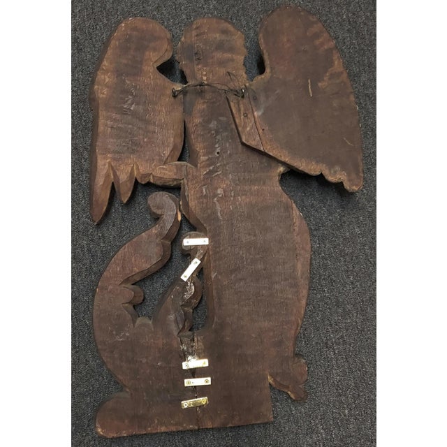 Antique Gold Gilt Hand Carved Oak Angel Sculpture For Sale - Image 9 of 12