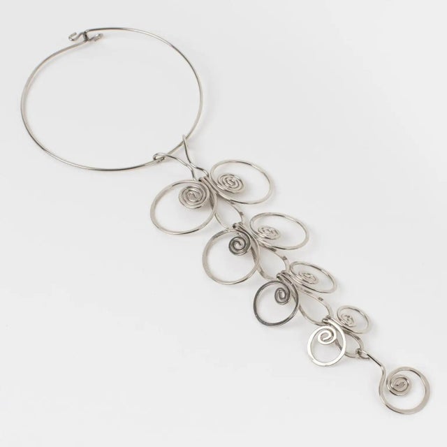 Paco Rabanne Paco Rabanne Style Space Age Chrome Wire Necklace For Sale - Image 4 of 11