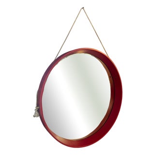 Red Lacquered Mirror, 1960s For Sale
