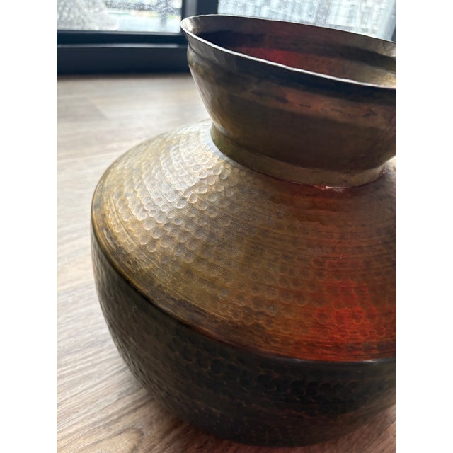 Wonderful older hammered brass pot . Probably India .. great size and quality
