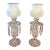 Vintage 1950s Hollywood Regency Boudoir Lamp Pair With Frosted Embossed Glass Shades & Prism Accents For Sale
