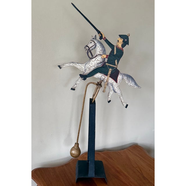 Metal Vintage Folk Art Soldier on Horse Balancing Sculpture For Sale - Image 7 of 9