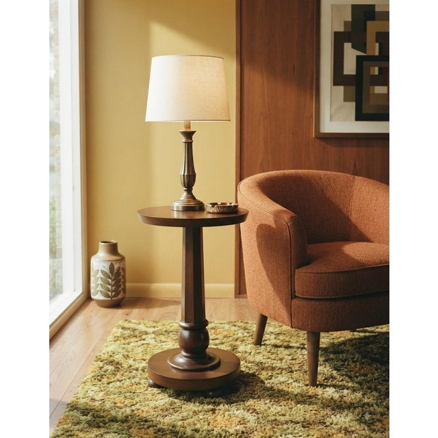 Vintage Mid-Century Pedestal Stand/Column Plant Stand/Lamp Table Solid Walnut, C. 1950s-1970s For Sale - Image 12 of 12