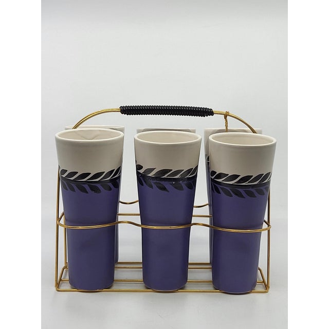 Basket and Orangeade Cups from Erdecor, France, 1950, Set of 7 For Sale - Image 15 of 15