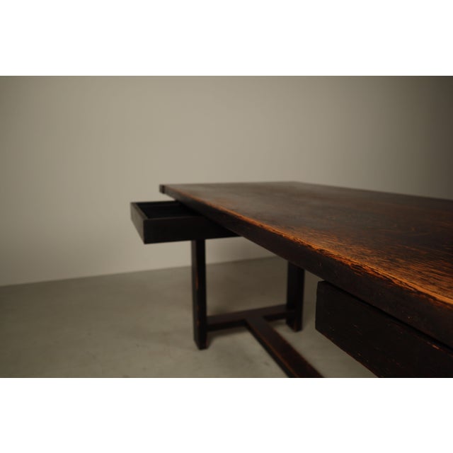 Black Dark Stained Dining Table by Jean Batenburg for Mi, Belgium, 1969 For Sale - Image 8 of 16